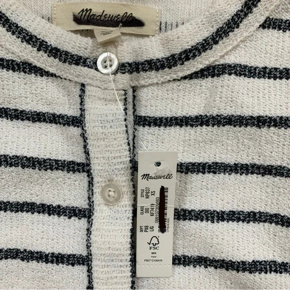 New Madewell Dark Gray and White Striped Button Down Shirt XS - Picture 3 of 11